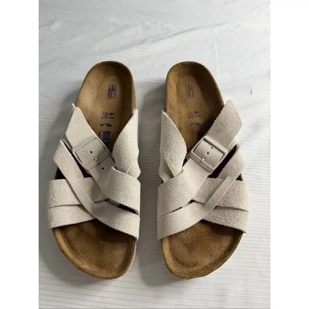 Birkenstock Lugano Grey Suede Sandals Size 41 Ladies 10 Men’s 8